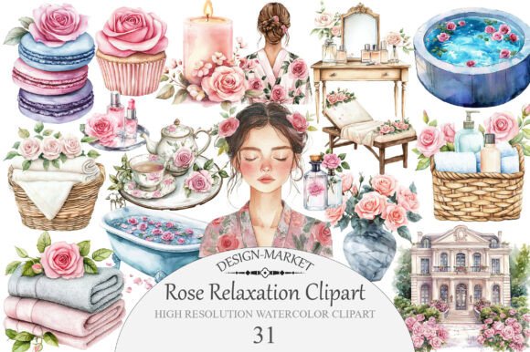 Download Watercolor Rose Relaxation Clipart - Color Collection