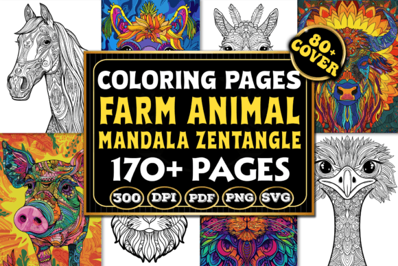 Download Farm Animal Mandala Zentangle Coloring - Color Collection