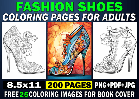Download 200 Fashion Shoes Coloring Pages for KDP - Color Collection