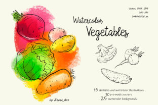 Download Watercolor Handcrafted Vegetables - Color Collection