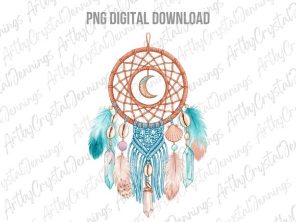 Download Watercolor Coastal Dreamcatcher PNG - Color Collection