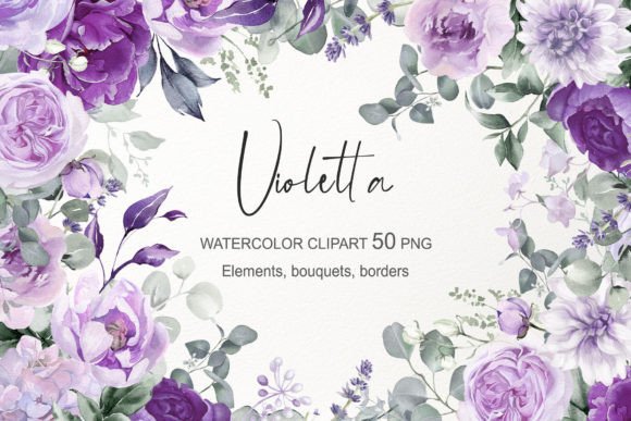 Download Purple Watercolor Flowers Clipart PNG - Color Collection